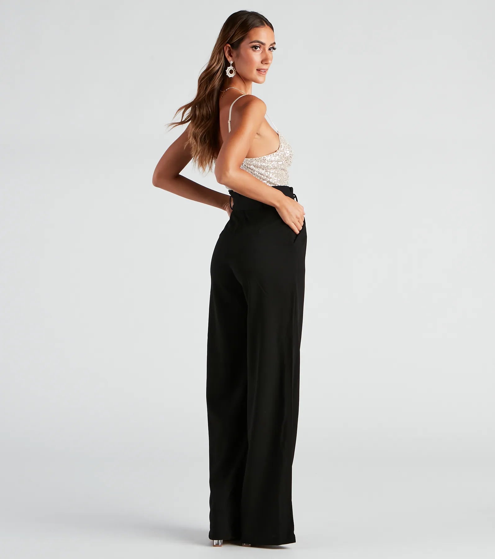 Catch Me In Sequin Wide-Leg Jumpsuit - Image 2