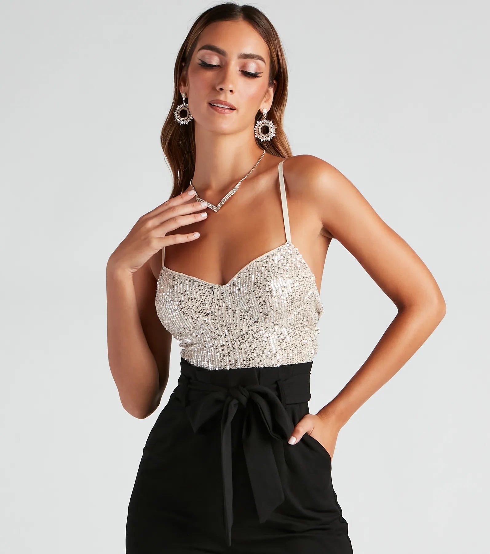 Catch Me In Sequin Wide-Leg Jumpsuit - Image 4