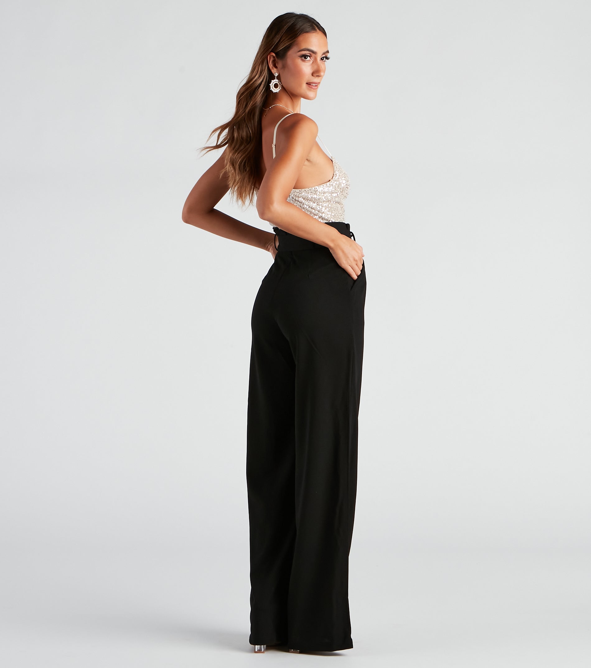 Catch Me In Sequin Wide-Leg Jumpsuit - Image 2