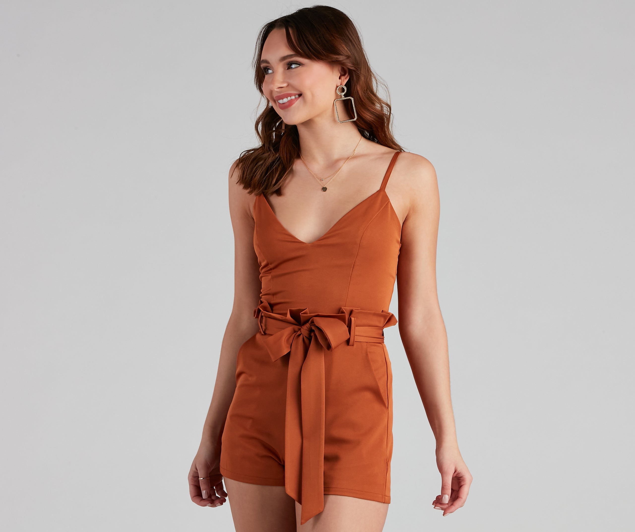 Jetset Life V-Neck Paper Bag Romper - Image 5