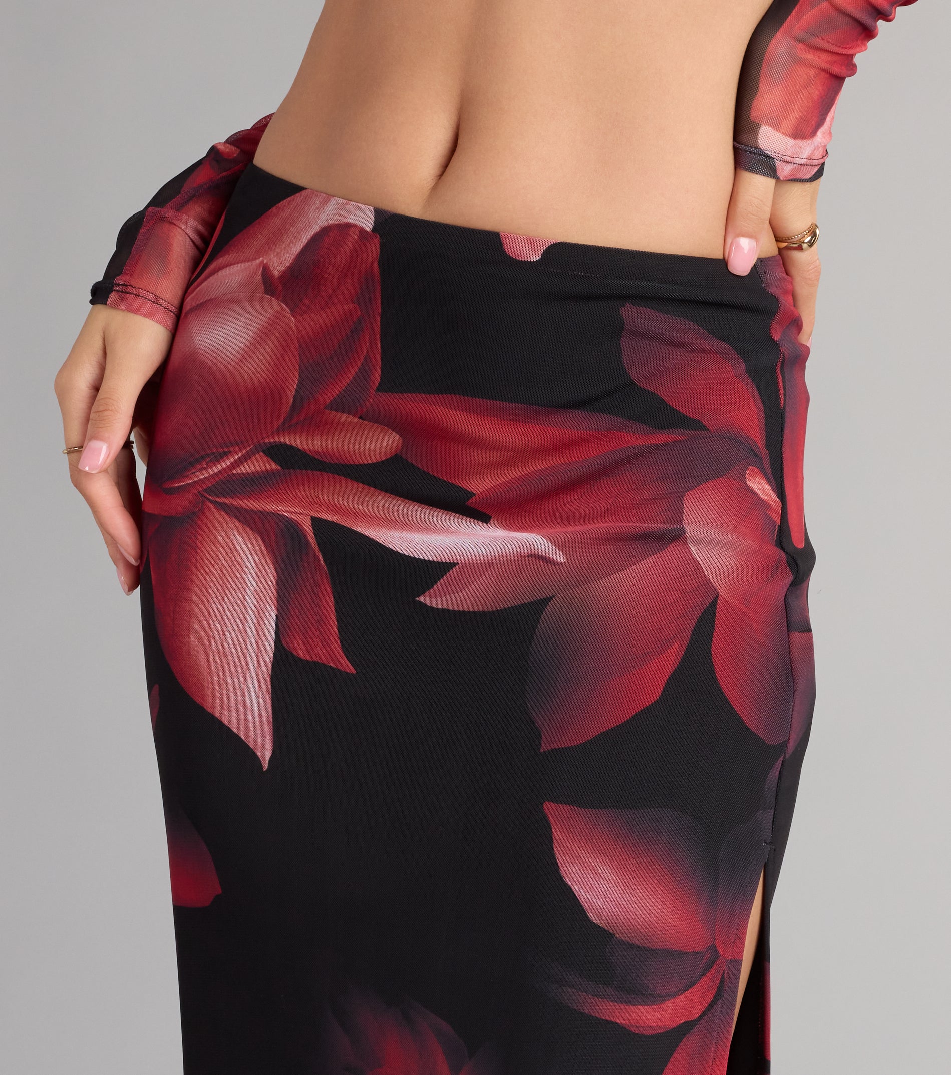 Soft Serve Floral High Slit Maxi Skirt - Image 3