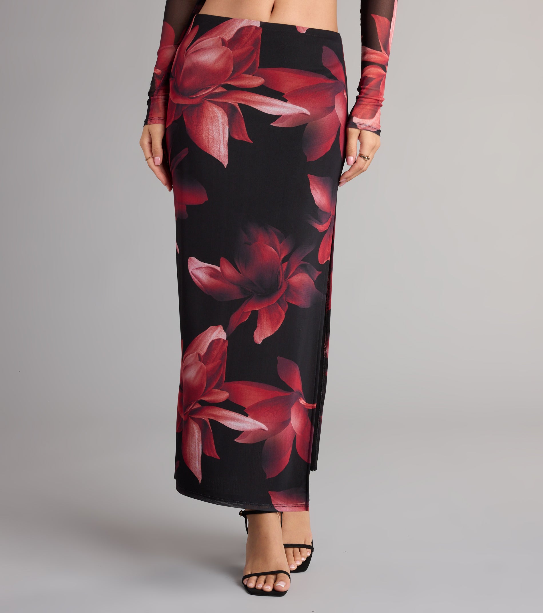 Soft Serve Floral High Slit Maxi Skirt - Image 4