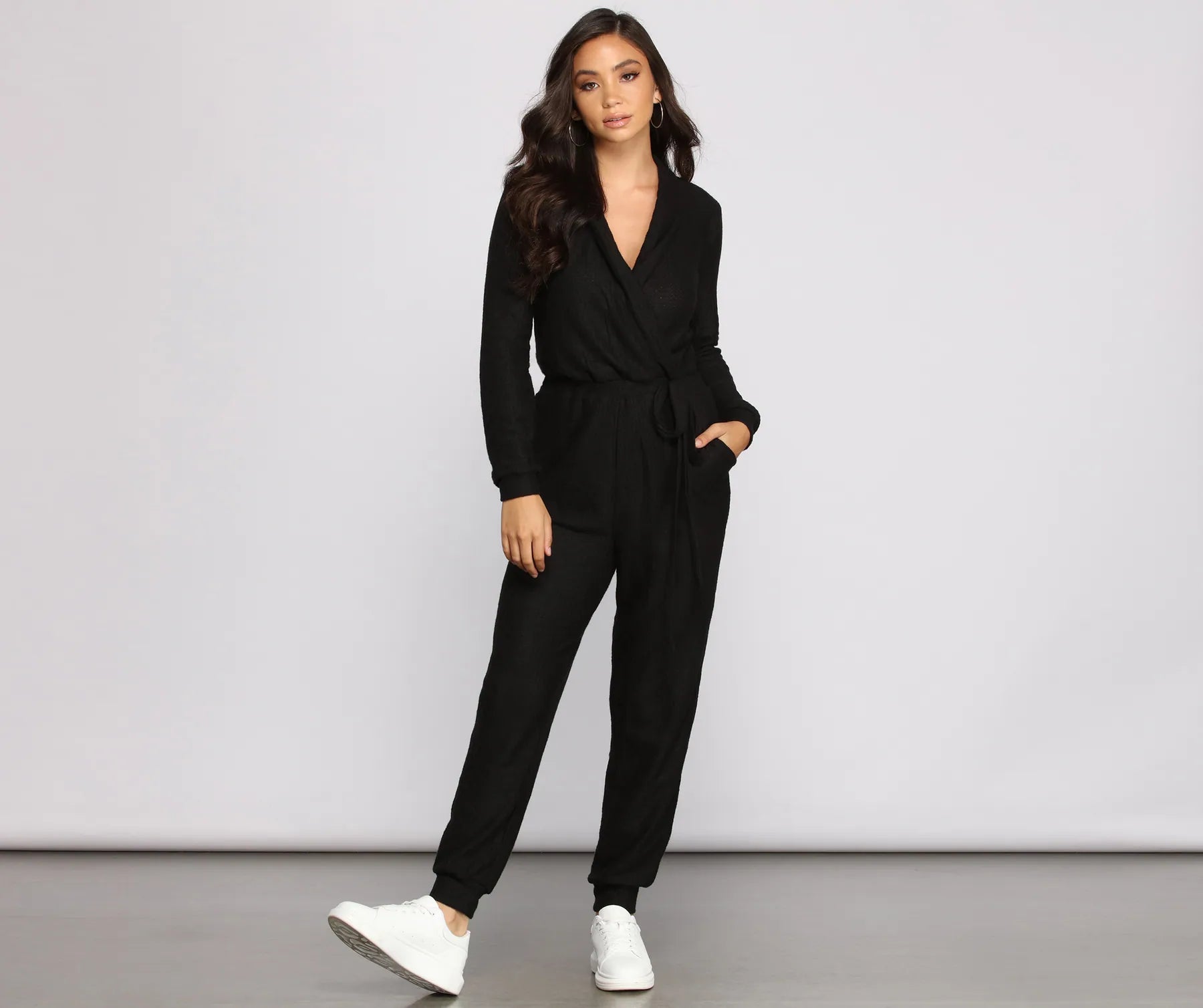 Cozy and Chic Ribbed Surplice Jogger Jumpsuit - Image 8
