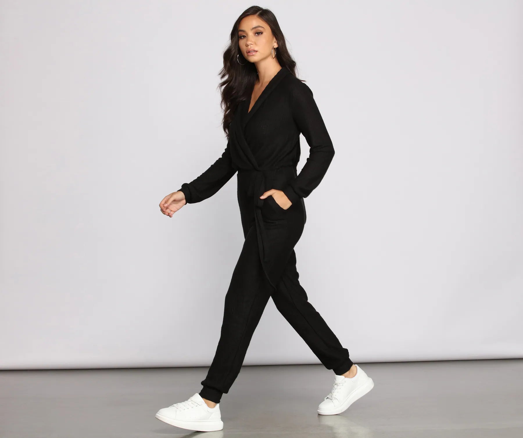 Cozy and Chic Ribbed Surplice Jogger Jumpsuit - Image 11