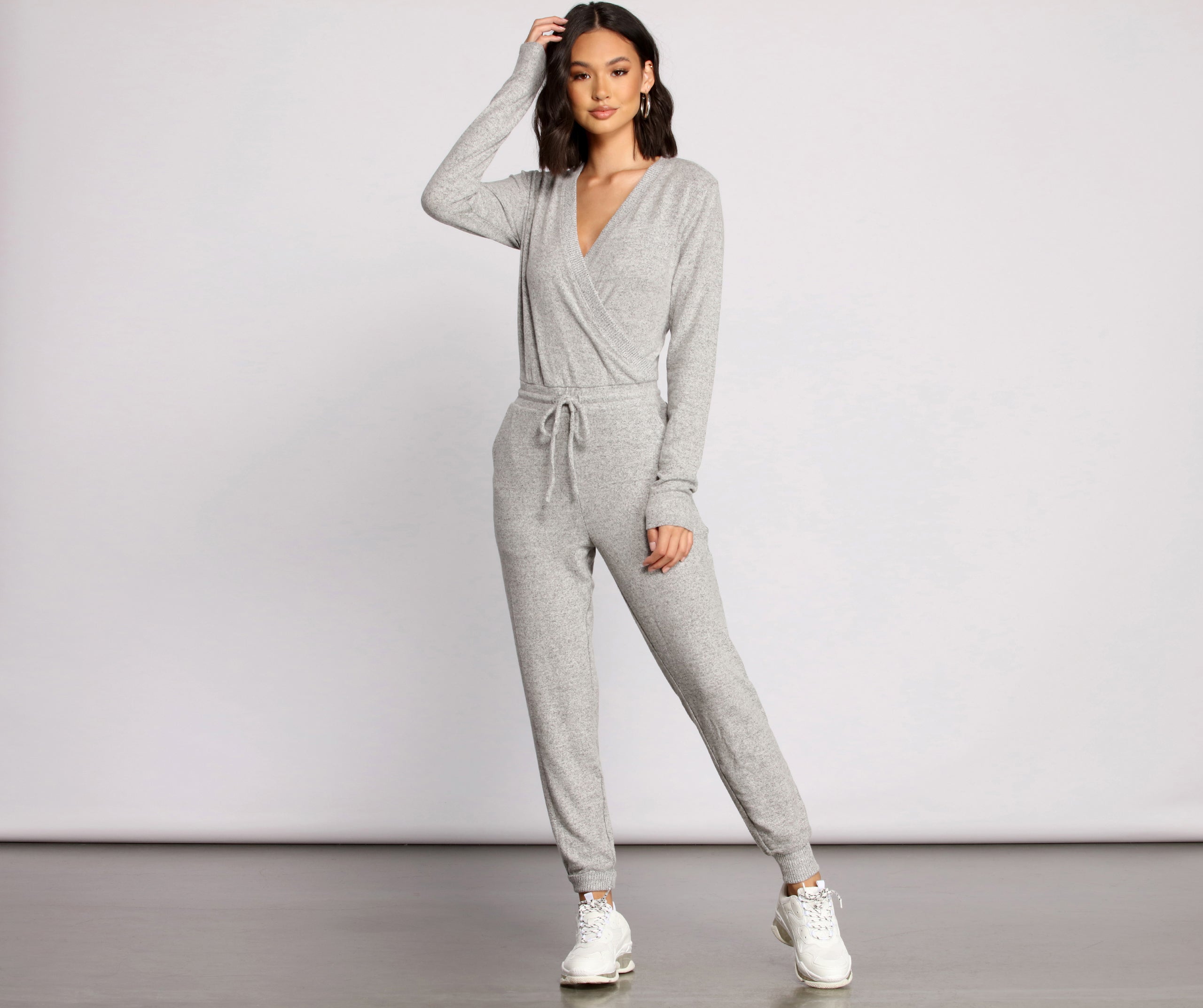 Feeling Casual Ribbed Surplice Jumpsuit - Image 5