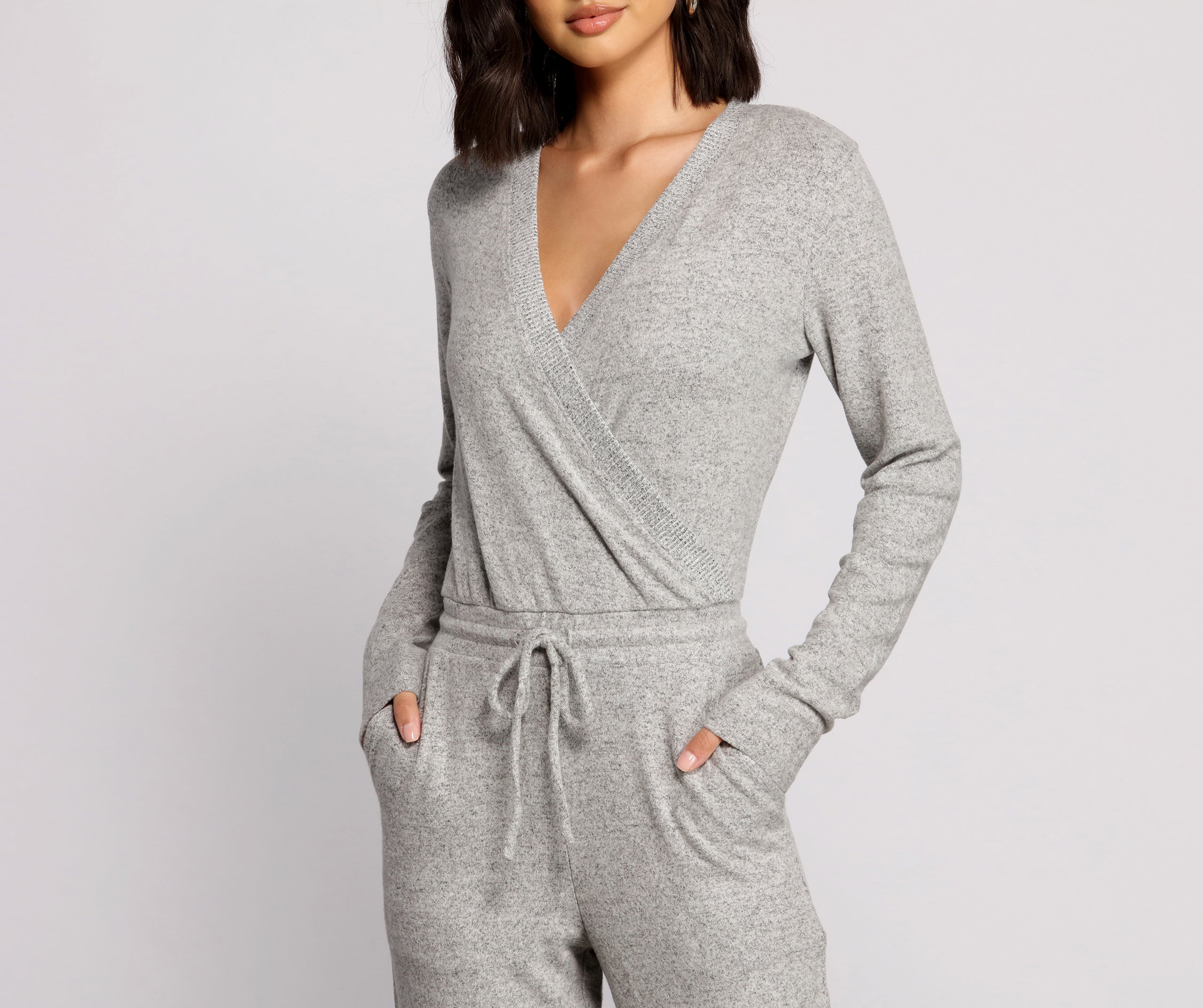 Feeling Casual Ribbed Surplice Jumpsuit - Image 6