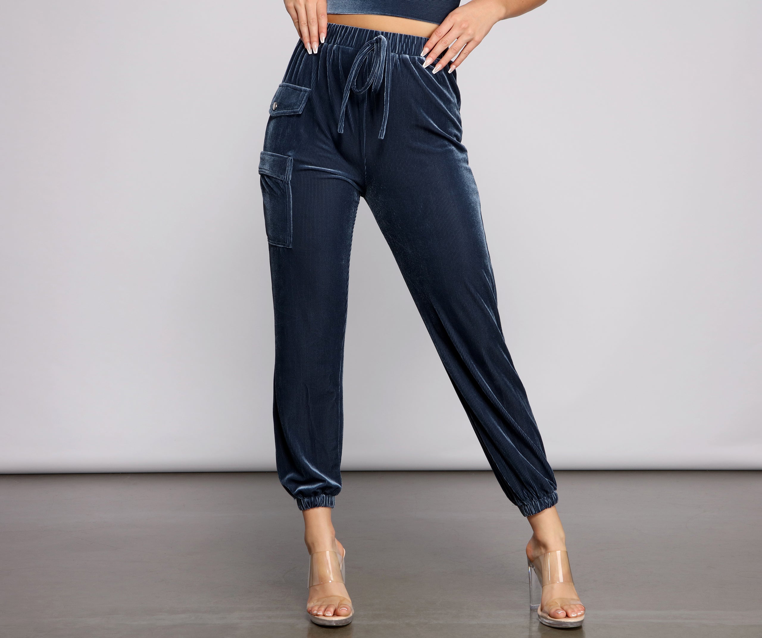 So Luxe High Rise Velvet Joggers - Image 5