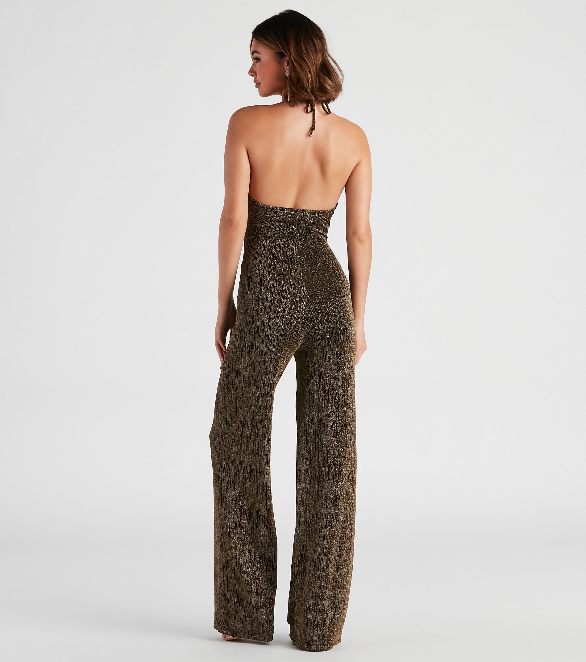 Miss Sparkle Halter Knit Jumpsuit - Image 2