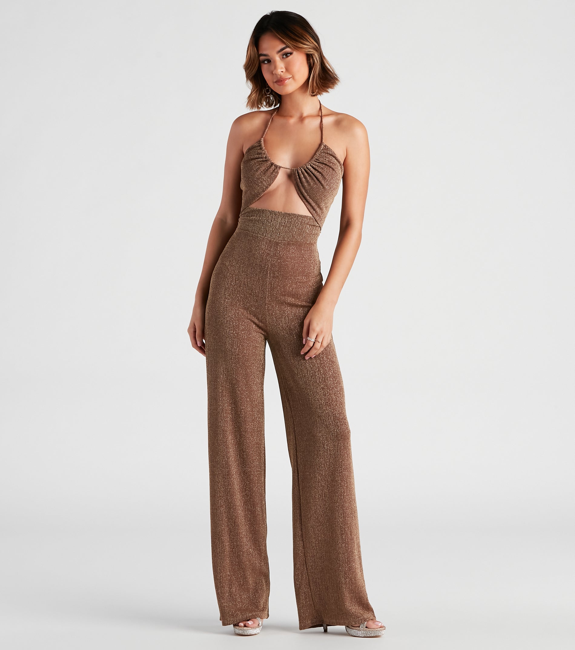 Miss Sparkle Halter Knit Jumpsuit - Image 5