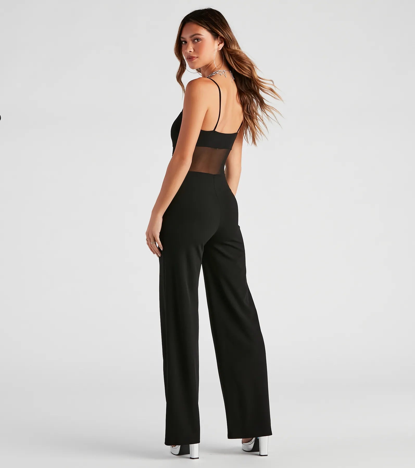 All An Illusion Mesh Stripe Jumpsuit - Image 2