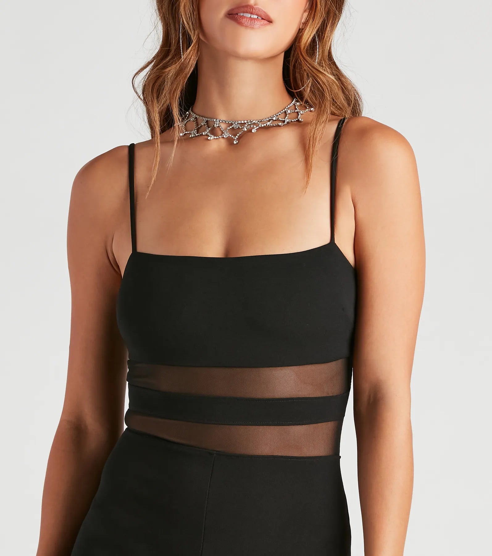 All An Illusion Mesh Stripe Jumpsuit - Image 4