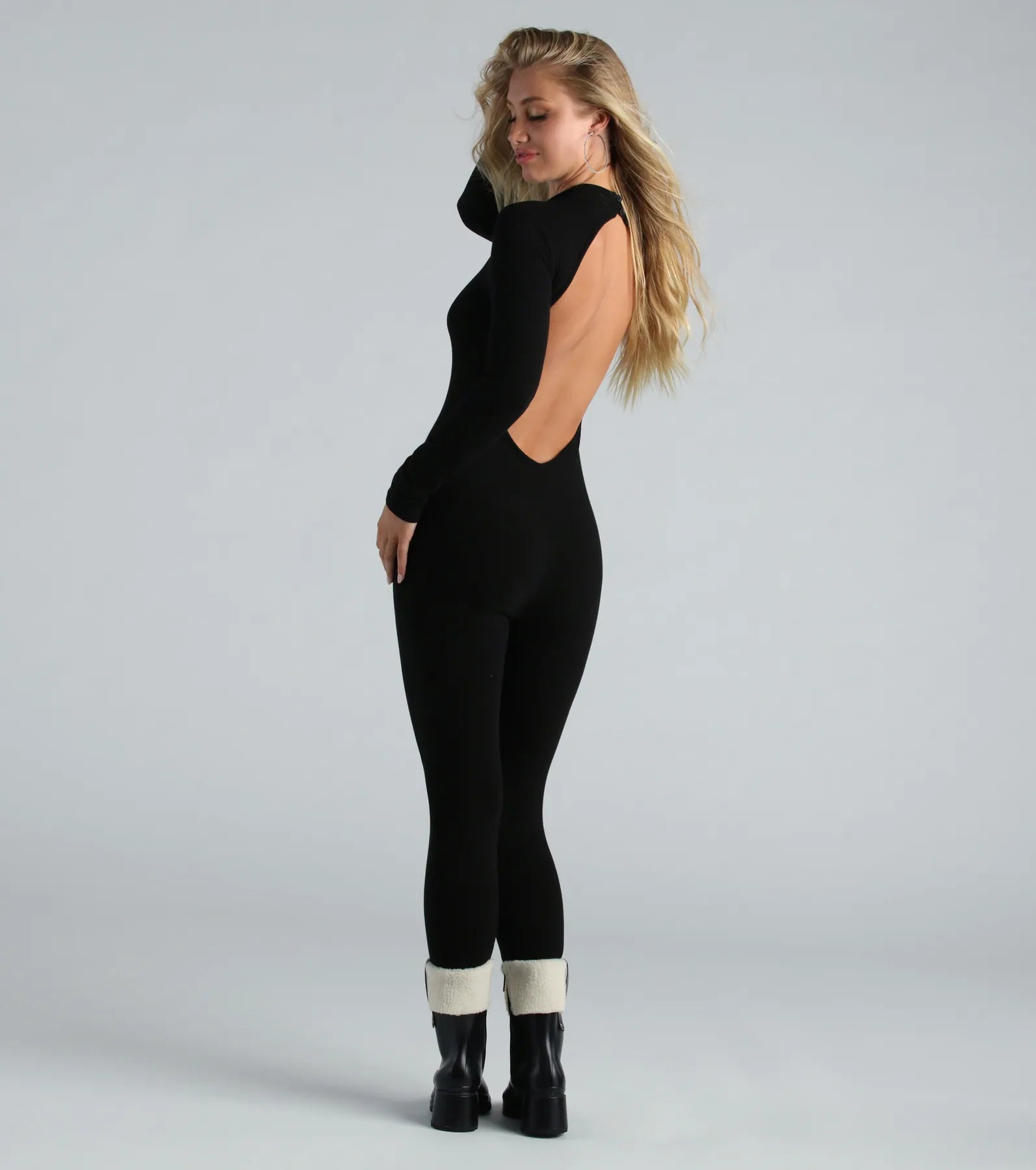 Feeling Cute Long Sleeve Open Back Catsuit - Image 2
