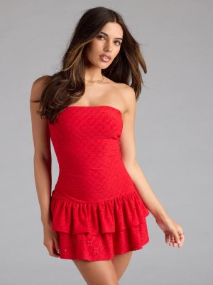 Girly Fave Ruffled Eyelet Knit Romper