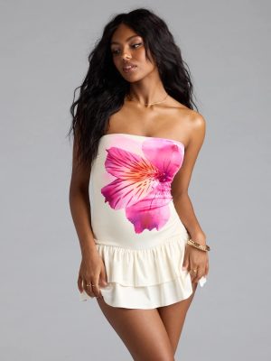 On Island Time Strapless Floral Romper