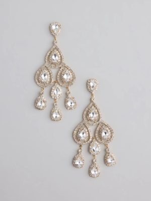 Luxe Vibe Teardrop Rhinestone Chandelier Earrings