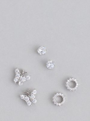 Flying High Cubic Zirconia Three Pack Stud Earrings