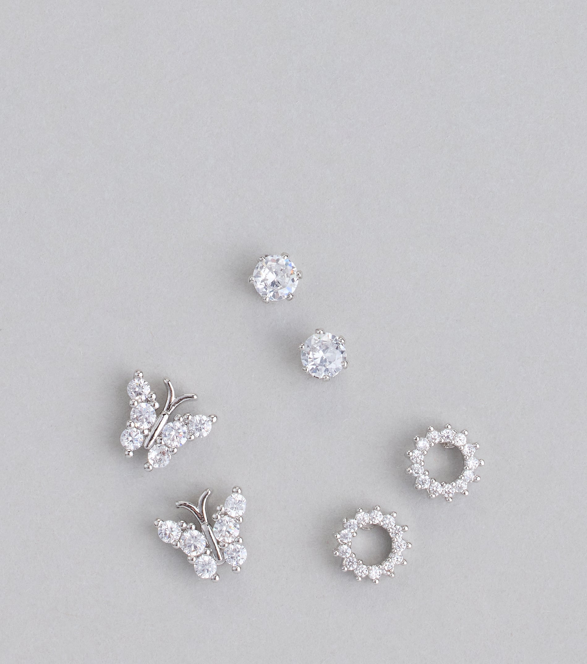 Flying High Cubic Zirconia Three Pack Stud Earrings