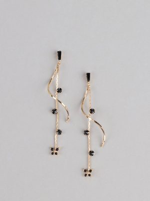 Spirals And Sparkle Butterfly Linear Earrings