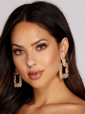 Gold Rush Textured Door Knocker Earrings