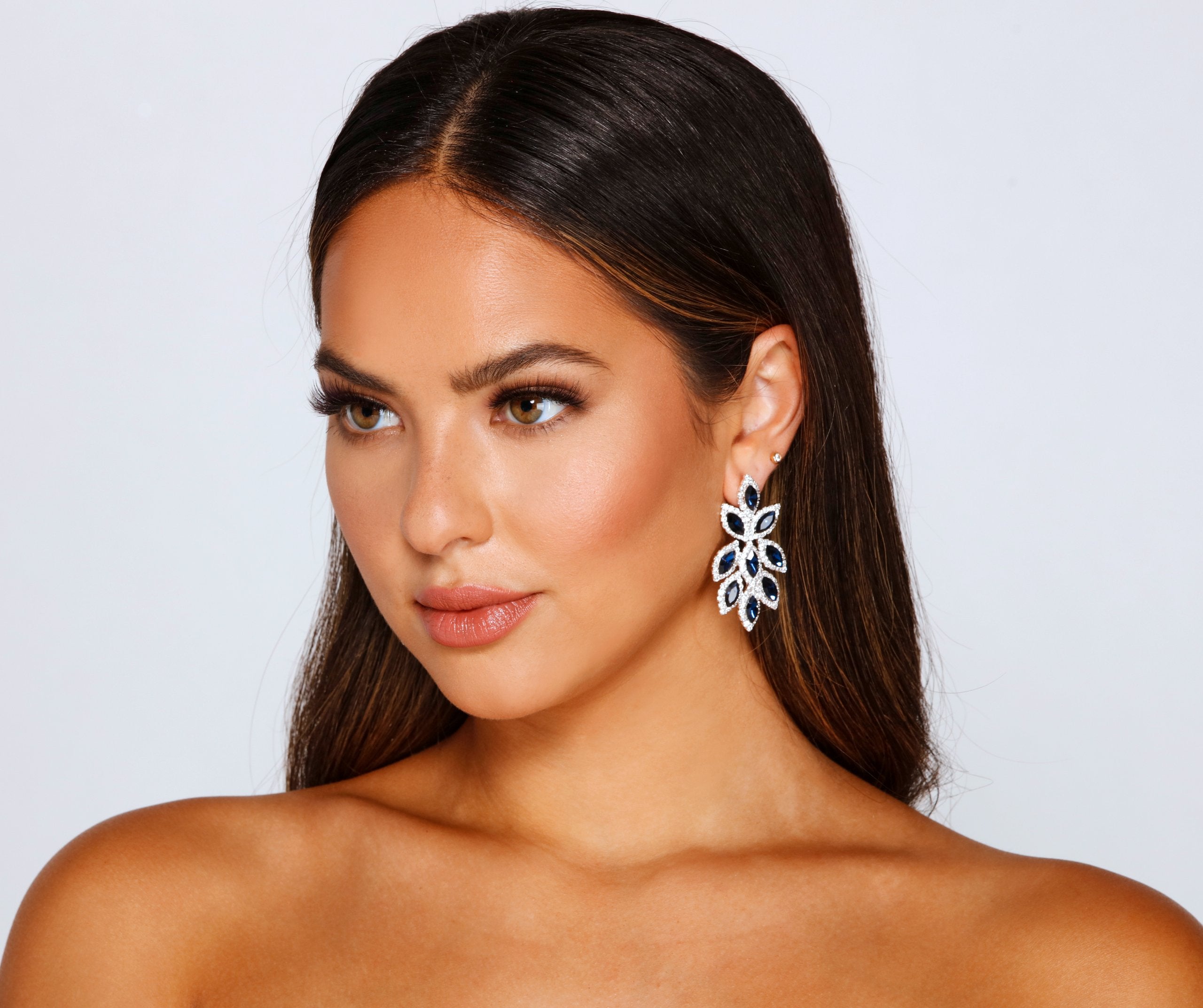 Feeling Lucky Rhinestone Leaf Duster Earrings - Image 3