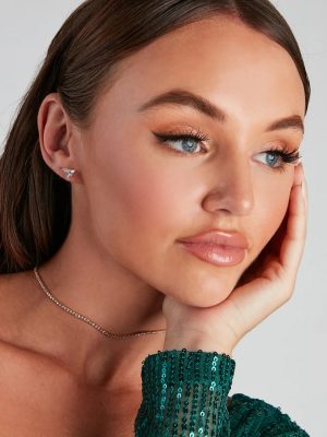 Chic Five-Pack CZ Stud Earrings