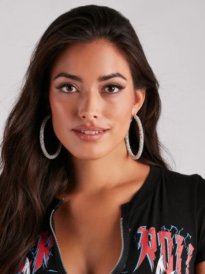 Statement Rhinestone Hoop Earrings