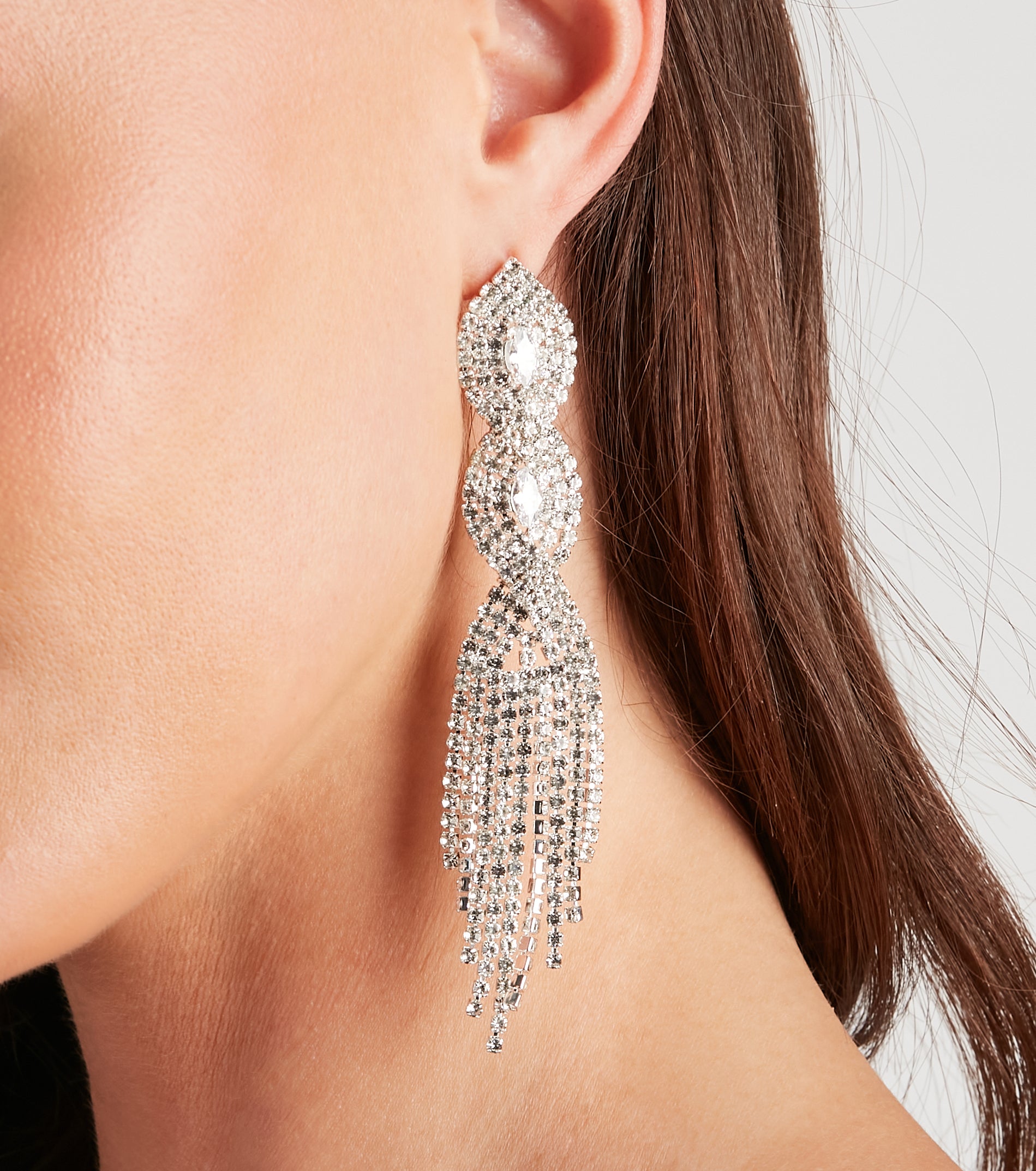 Twist of Glam Rhinestone Earrings - Image 2