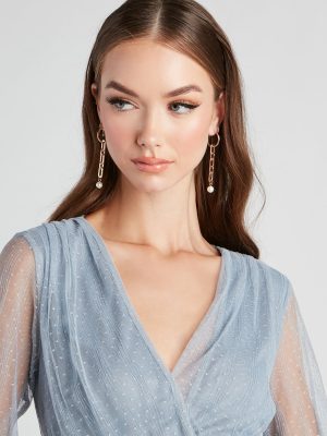 Faux Pearl Chain Link Earrings