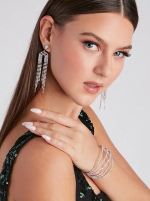 Glam Statement Rhinestone Fringe Earrings