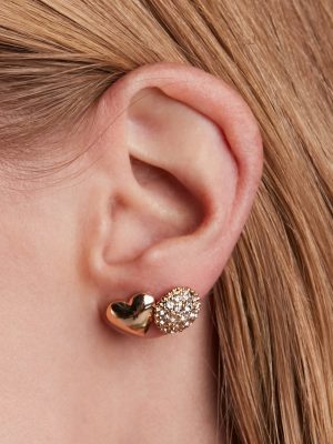 Cutest Details Rhinestone And Heart Earrings Set