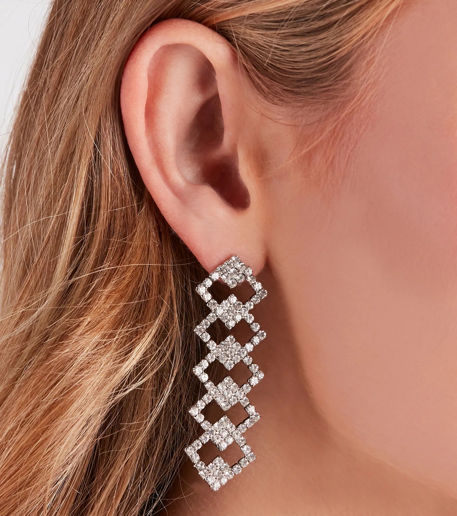 Fancy Vibes Diamond Rhinestone Duster Earrings - Image 4