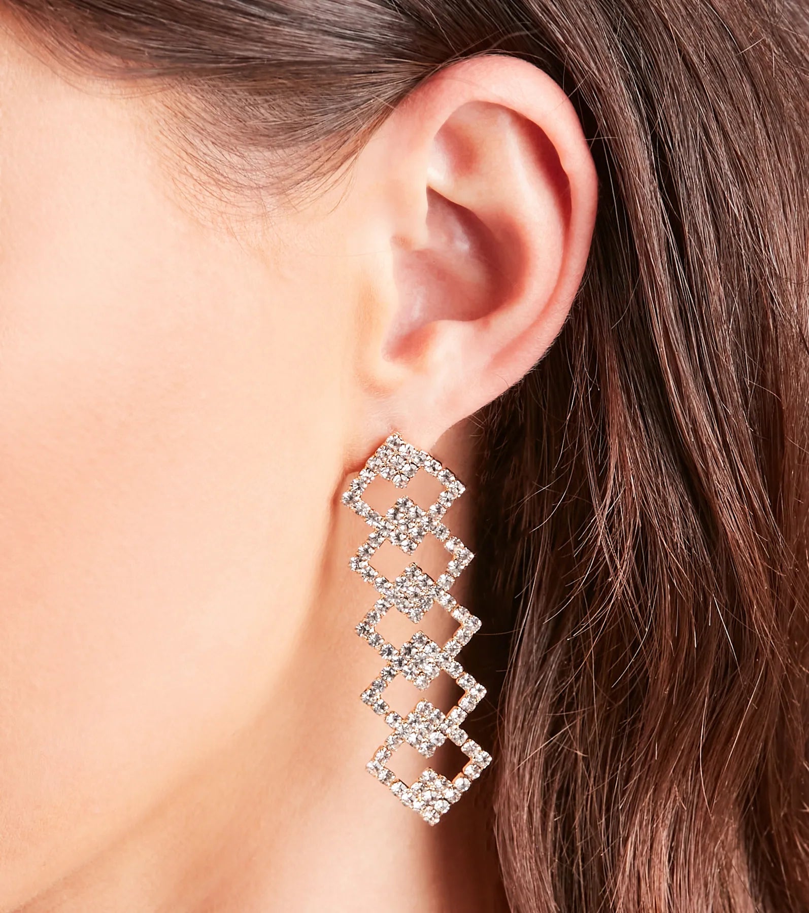 Fancy Vibes Diamond Rhinestone Duster Earrings - Image 2