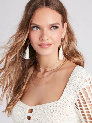 Boho Dreamer Celestial Charm Tassel Earrings