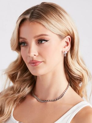 Dainty Cubic Zirconia Cross Earrings