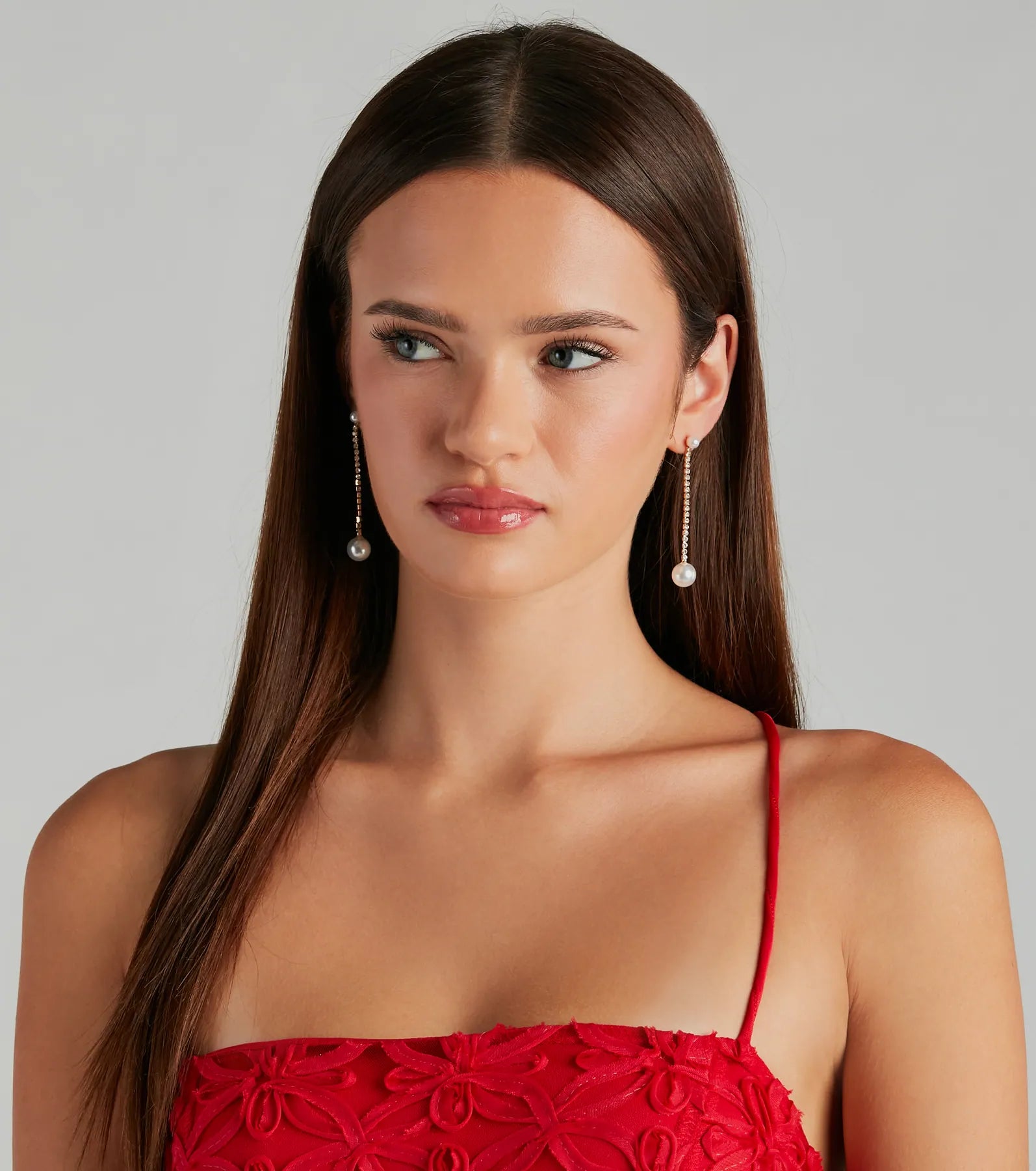 Simply Elegant Pearl And Rhinestone Drop Earrings - Image 2