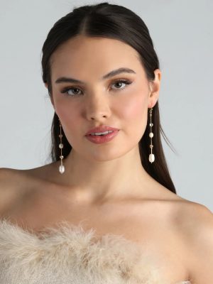 Cherish These Faux Pearl Rhinestone Earrings