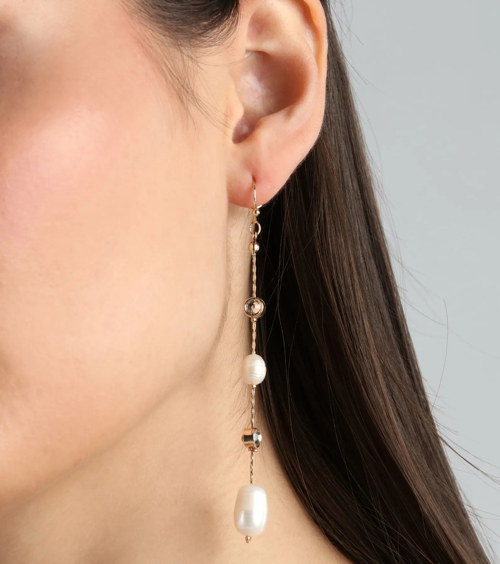 Cherish These Faux Pearl Rhinestone Earrings - Image 2