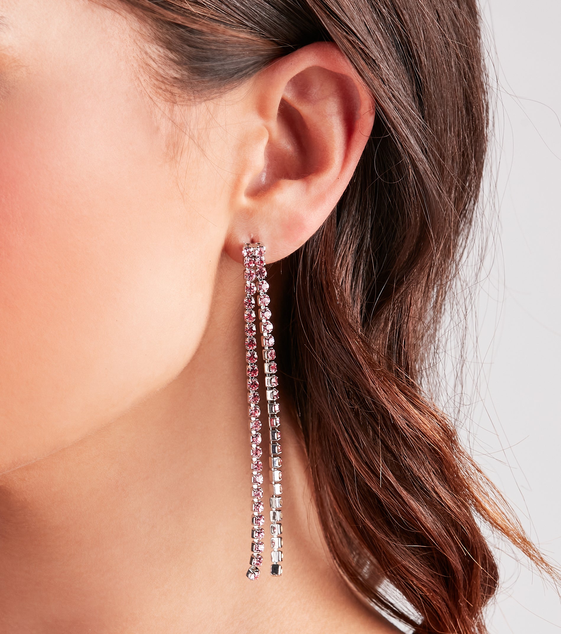 Go For The Glam Rhinestone Fringe Earrings - Image 2