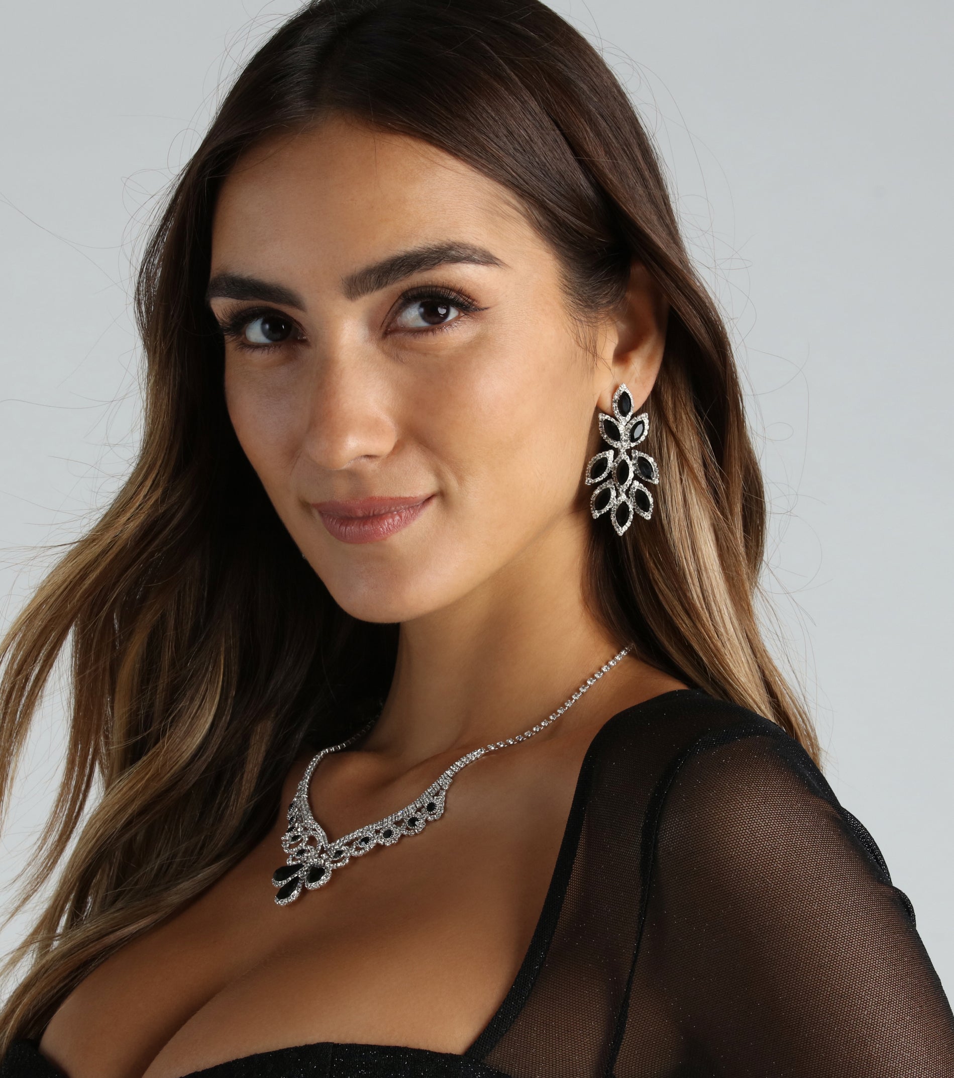 Feeling Lucky Rhinestone Leaf Duster Earrings - Image 5