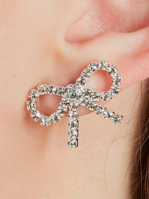 Simply Glam Rhinestone Bow Stud Earrings