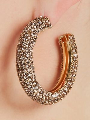 Glitzy Soiree Rhinestone-Beaded Hoop Earrings