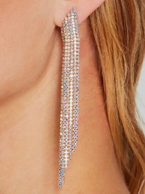 Luxe Shine Iridescent Rhinestone Fringe Earrings