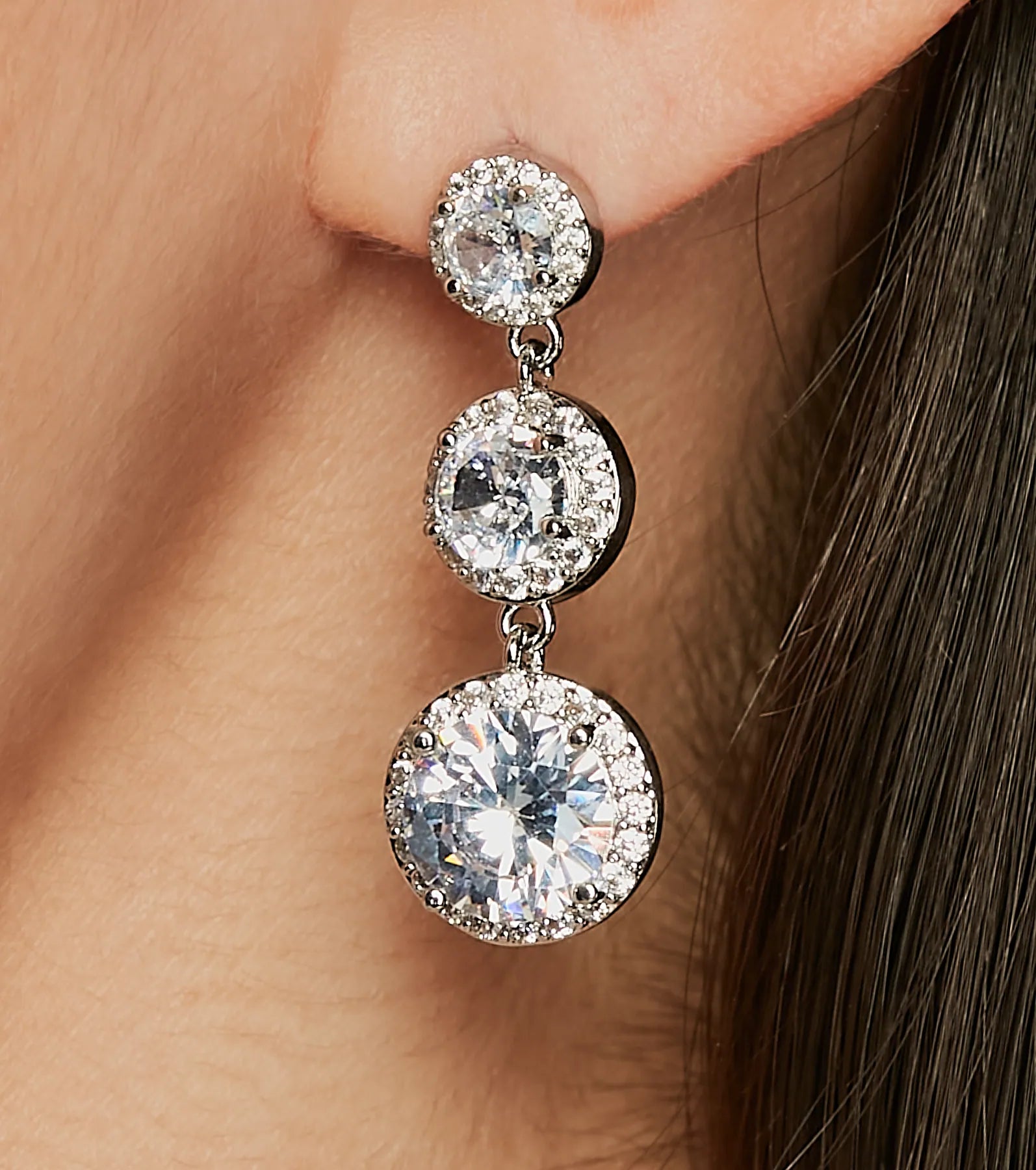 Fine Decadence Linear Rhinestone Earrings - Image 2