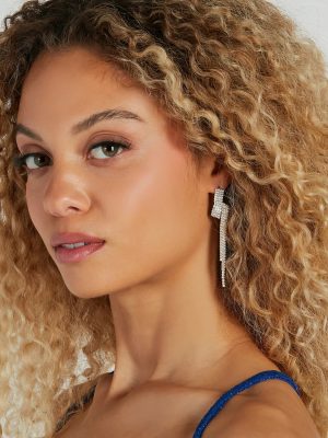 Glam Artistry Rhinestone Fringe Earrings