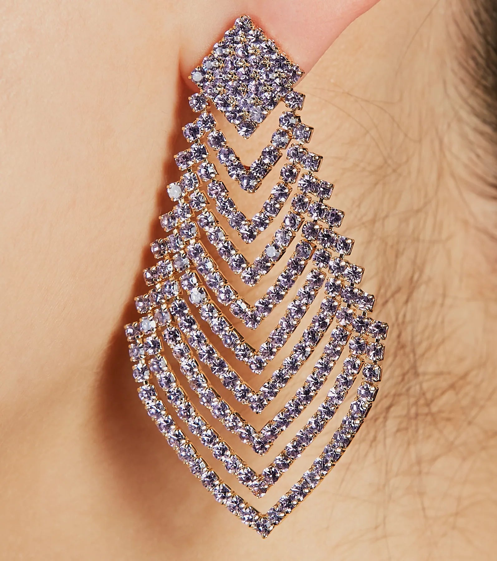 Glam Factor Rhinestone Chandelier Earrings - Image 2
