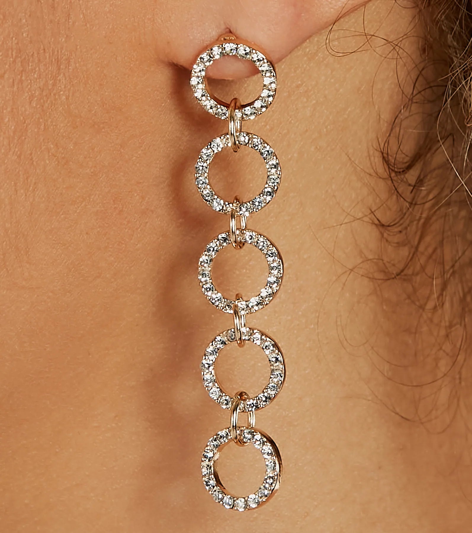 Glam Perfection Rhinestone Linear Earrings - Image 2