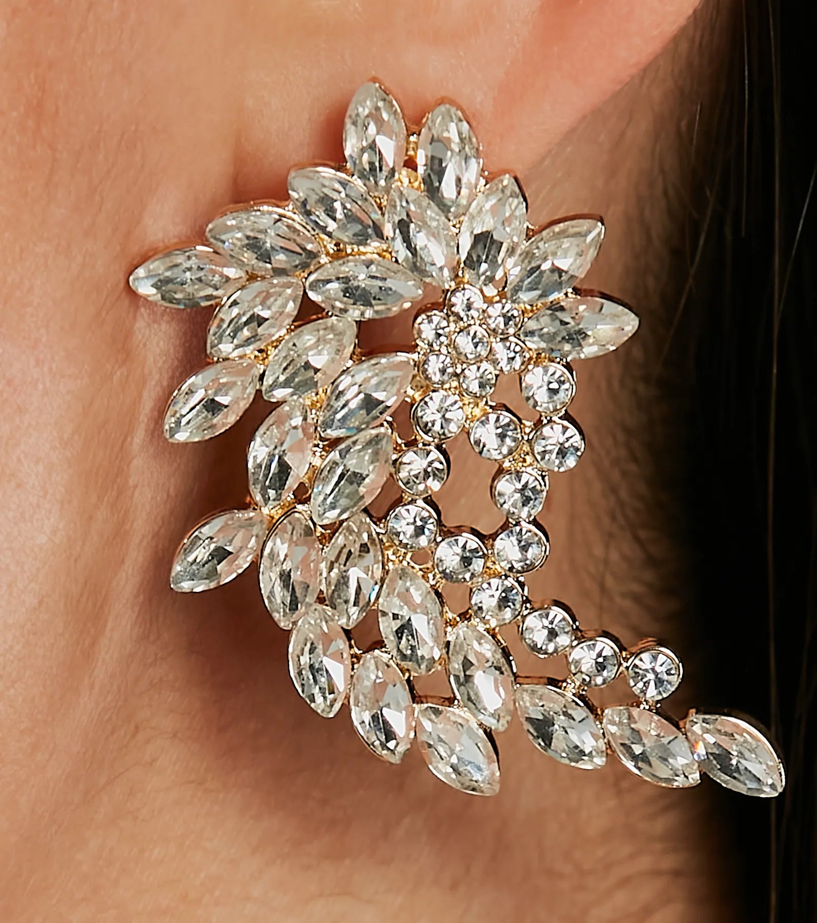 Gorgeous Gleam Rhinestone Statement Stud Earrings - Image 2