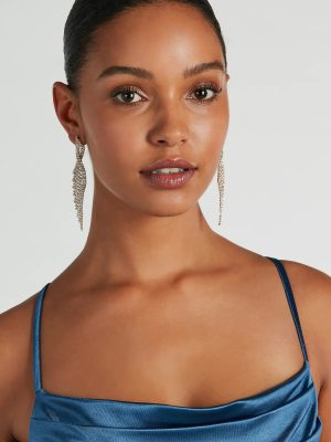 Glitzy Allure Rhinestone Twisted Fringe Earrings