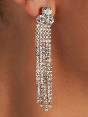 Raise The Bar Rhinestone Linear Fringe Earrings