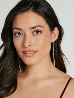 Trendy Aura Dainty Rhinestone Fringe Earrings